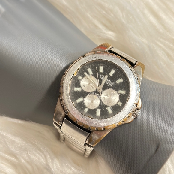 Caravelle By Bulova Silver Watch With Black Dial (For Parts)